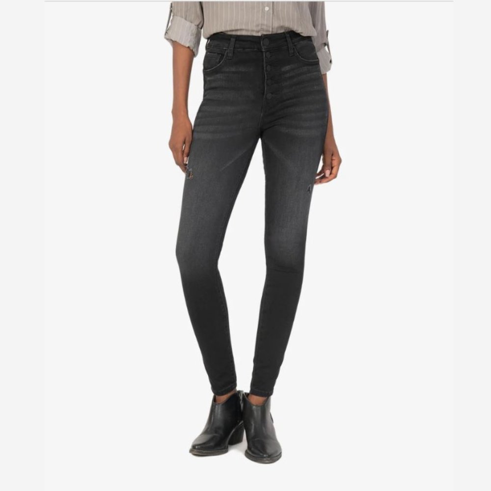 Kut from the Kloth Black Skinny Jeans High-Waisted Stretch